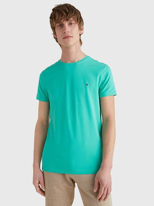 Tommy Hilfiger Stretch Organic Katoenen Slim Fit T-shirts Heren Groen | TH314VDC