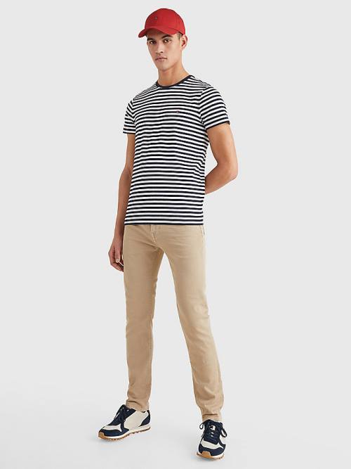 Tommy Hilfiger Stretch Organic Katoenen Slim Fit T-shirts Heren Blauw | TH379PXC