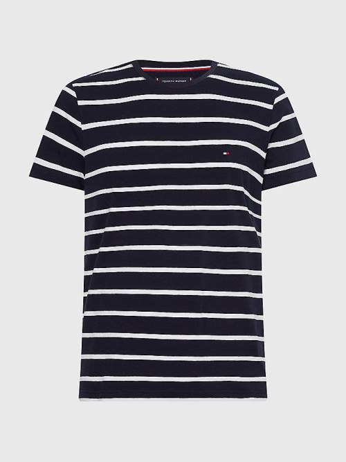 Tommy Hilfiger Stretch Organic Katoenen Slim Fit T-shirts Heren Blauw | TH379PXC