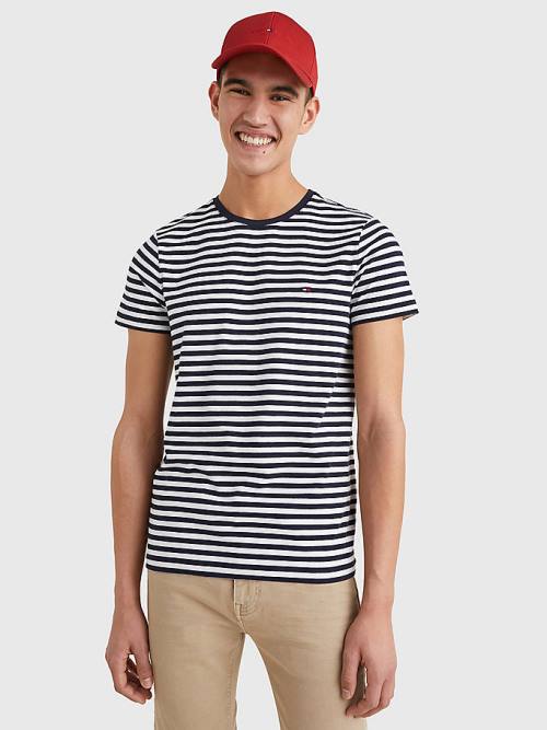 Tommy Hilfiger Stretch Organic Katoenen Slim Fit T-shirts Heren Blauw | TH379PXC