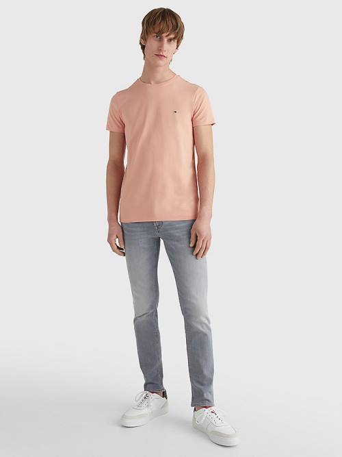 Tommy Hilfiger Stretch Organic Katoenen Slim Fit T-shirts Heren Oranje | TH421FMT