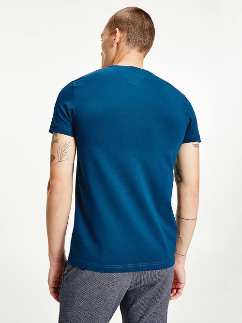 Tommy Hilfiger Stretch Organic Katoenen Slim Fit T-shirts Heren Blauw | TH573PJO