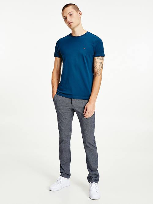 Tommy Hilfiger Stretch Organic Katoenen Slim Fit T-shirts Heren Blauw | TH573PJO