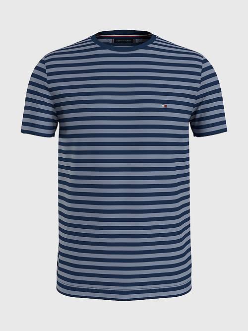 Tommy Hilfiger Stretch Organic Katoenen Slim Fit T-shirts Heren Blauw | TH592OXH