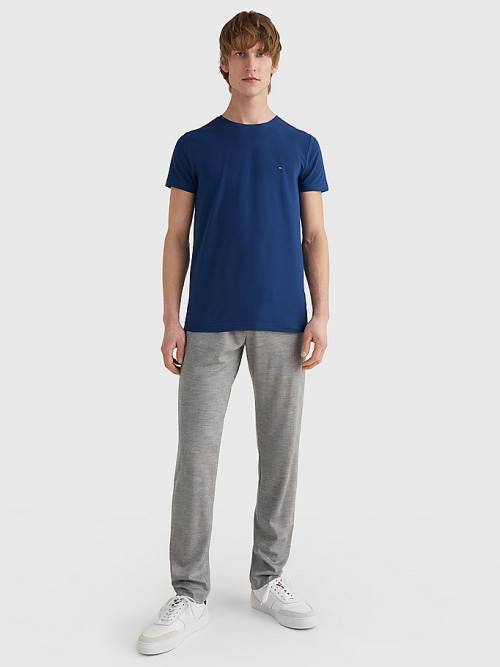 Tommy Hilfiger Stretch Organic Katoenen Slim Fit T-shirts Heren Blauw | TH613MDT