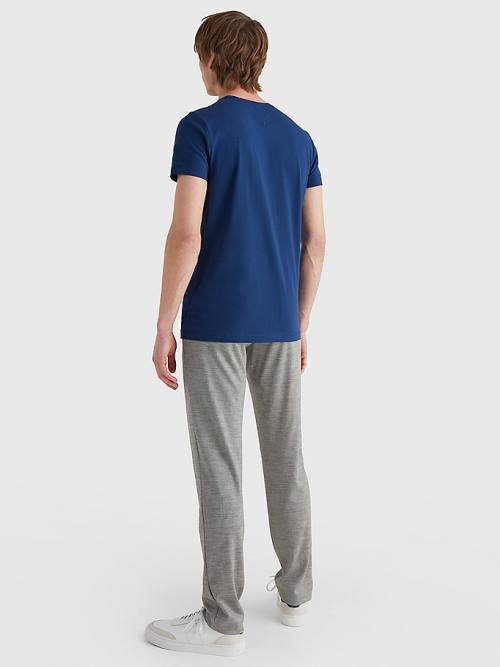 Tommy Hilfiger Stretch Organic Katoenen Slim Fit T-shirts Heren Blauw | TH613MDT