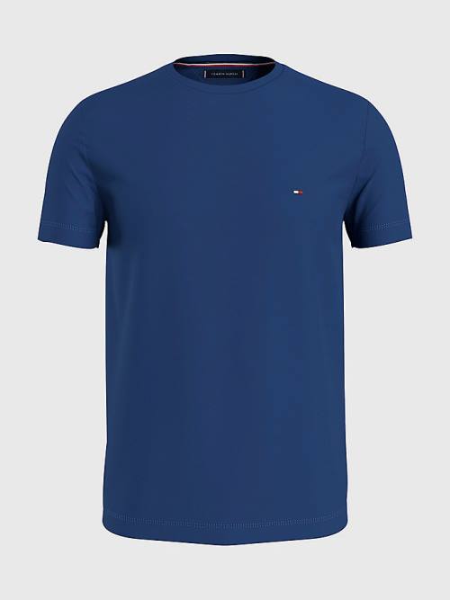 Tommy Hilfiger Stretch Organic Katoenen Slim Fit T-shirts Heren Blauw | TH613MDT