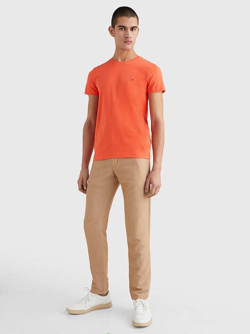 Tommy Hilfiger Stretch Organic Katoenen Slim Fit T-shirts Heren Rood | TH735BZN