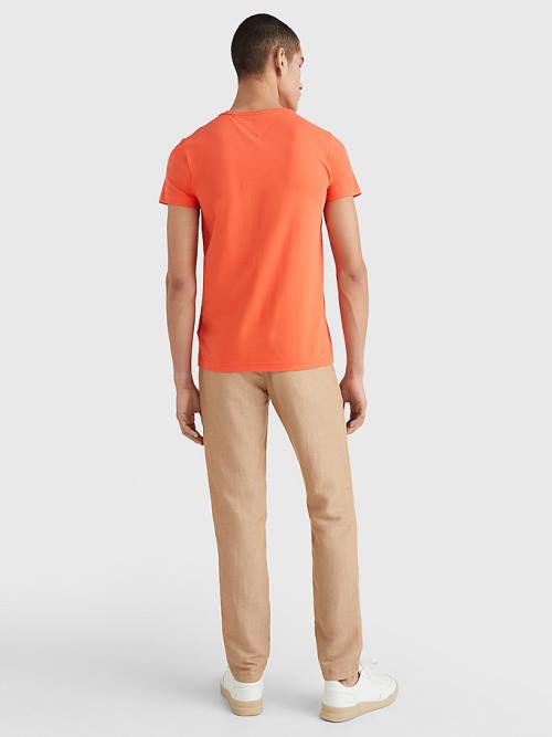 Tommy Hilfiger Stretch Organic Katoenen Slim Fit T-shirts Heren Rood | TH735BZN