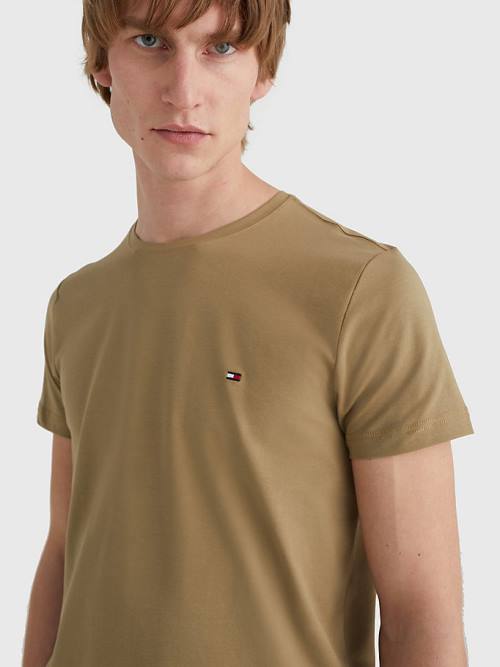 Tommy Hilfiger Stretch Organic Katoenen Slim Fit T-shirts Heren Bruin | TH791UDH