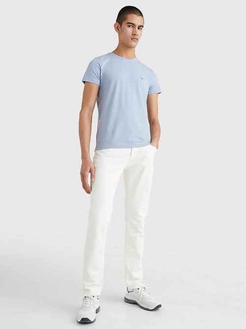 Tommy Hilfiger Stretch Organic Katoenen Slim Fit T-shirts Heren Blauw | TH893WCR