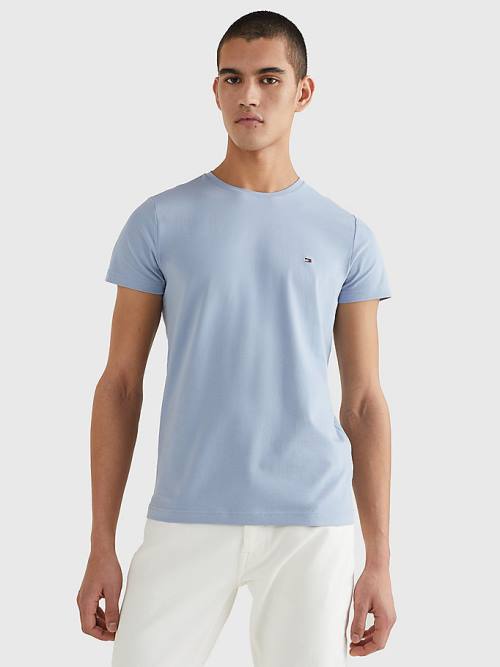 Tommy Hilfiger Stretch Organic Katoenen Slim Fit T-shirts Heren Blauw | TH893WCR