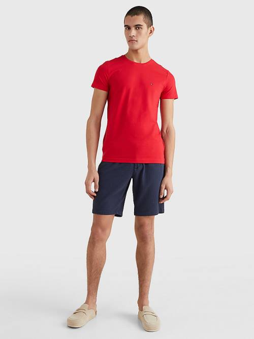 Tommy Hilfiger Stretch Organic Katoenen Slim Fit T-shirts Heren Rood | TH937THO