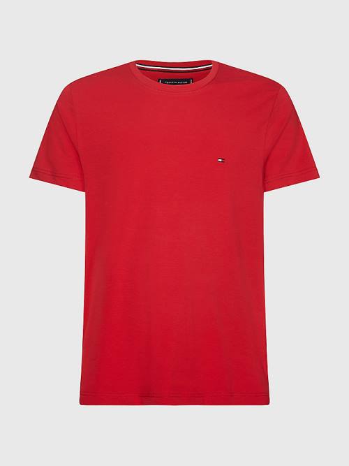 Tommy Hilfiger Stretch Organic Katoenen Slim Fit T-shirts Heren Rood | TH937THO