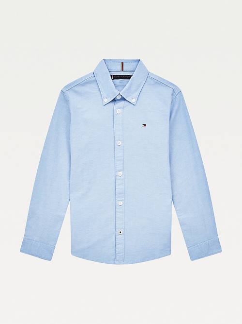 Tommy Hilfiger Stretch Oxford Katoenen Shirt T-shirts Meisjes Blauw | TH254QZI