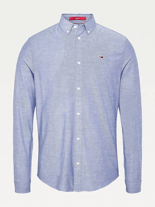 Tommy Hilfiger Stretch Oxford Katoenen Slim Fit Overhemd Heren Blauw | TH906VFI