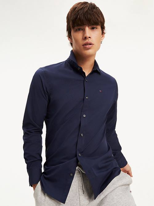 Tommy Hilfiger Stretch Slim Fit Overhemd Heren Blauw | TH129BIJ