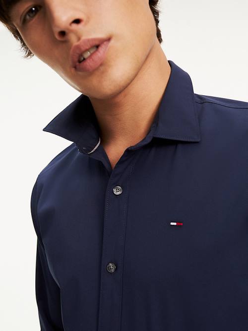 Tommy Hilfiger Stretch Slim Fit Overhemd Heren Blauw | TH129BIJ