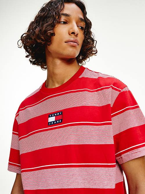 Tommy Hilfiger Stripe Badge Relaxed Fit T-shirts Heren Rood | TH710LVZ