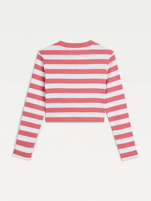 Tommy Hilfiger Stripe Crop Long Sleeve T-shirts Meisjes Rood | TH869YUB