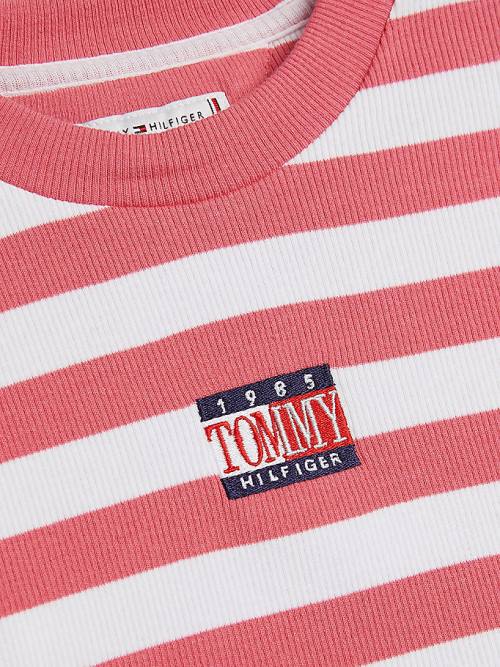 Tommy Hilfiger Stripe Crop Long Sleeve T-shirts Meisjes Rood | TH869YUB