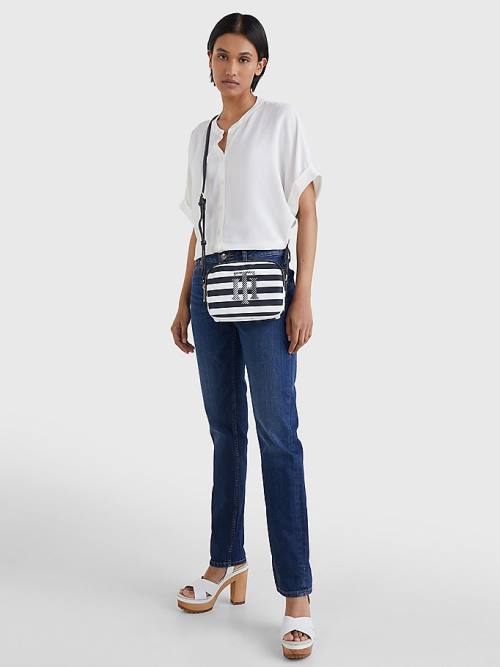 Tommy Hilfiger Stripe Crossover Tassen Dames Blauw | TH247XMA