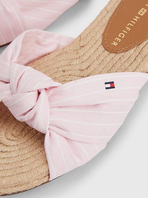 Tommy Hilfiger Stripe Espadrilles Platte Sandalen Dames Roze | TH273VGO