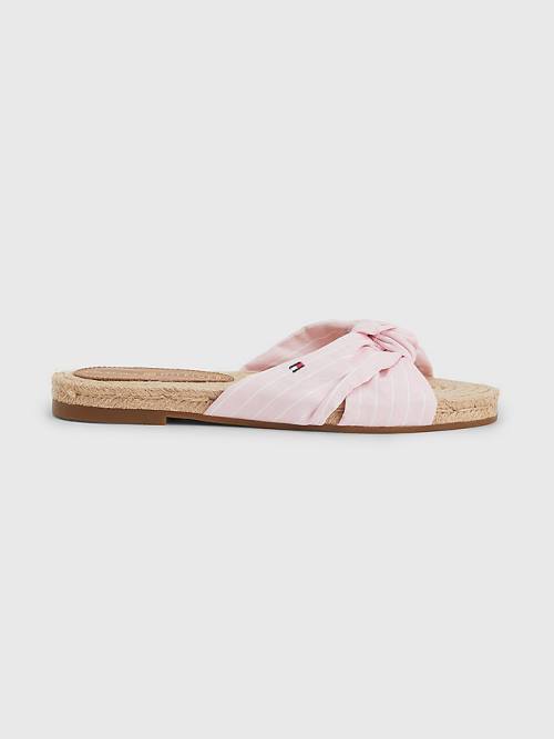 Tommy Hilfiger Stripe Espadrilles Platte Sandalen Dames Roze | TH273VGO