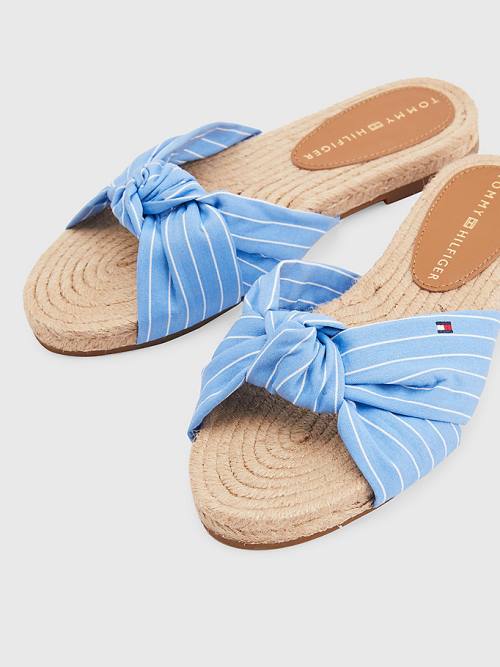 Tommy Hilfiger Stripe Espadrilles Platte Sandalen Dames Blauw | TH601CJS