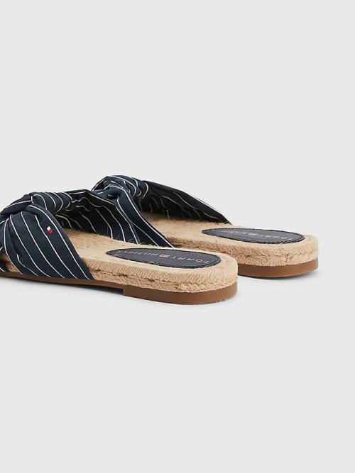 Tommy Hilfiger Stripe Espadrilles Platte Sandalen Dames Blauw | TH628YVJ