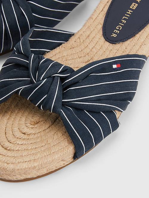 Tommy Hilfiger Stripe Espadrilles Platte Sandalen Dames Blauw | TH628YVJ