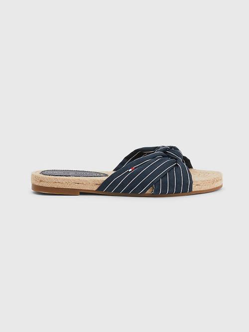 Tommy Hilfiger Stripe Espadrilles Platte Sandalen Dames Blauw | TH628YVJ