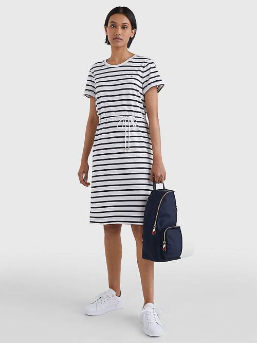 Tommy Hilfiger Stripe Jurken Dames Wit | TH057VGD