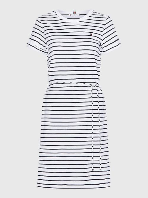 Tommy Hilfiger Stripe Jurken Dames Wit | TH057VGD