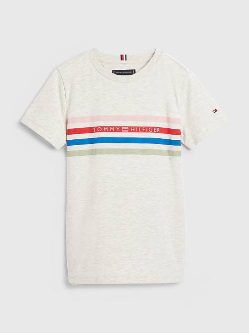 Tommy Hilfiger Stripe Logo T-shirts Jongens Wit | TH630UEJ