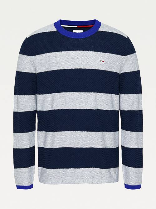 Tommy Hilfiger Stripe Organic Katoenen Jumper Truien Heren Blauw | TH107GMK