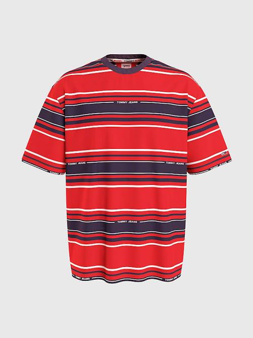 Tommy Hilfiger Stripe Organic Katoenen T-shirts Heren Blauw | TH165OAC