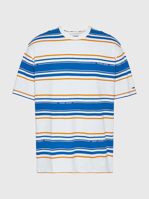 Tommy Hilfiger Stripe Organic Katoenen T-shirts Heren Wit | TH627XST