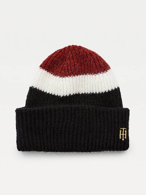 Tommy Hilfiger Stripe Rib-Knit Beanie Hoeden Dames Blauw | TH405FUG