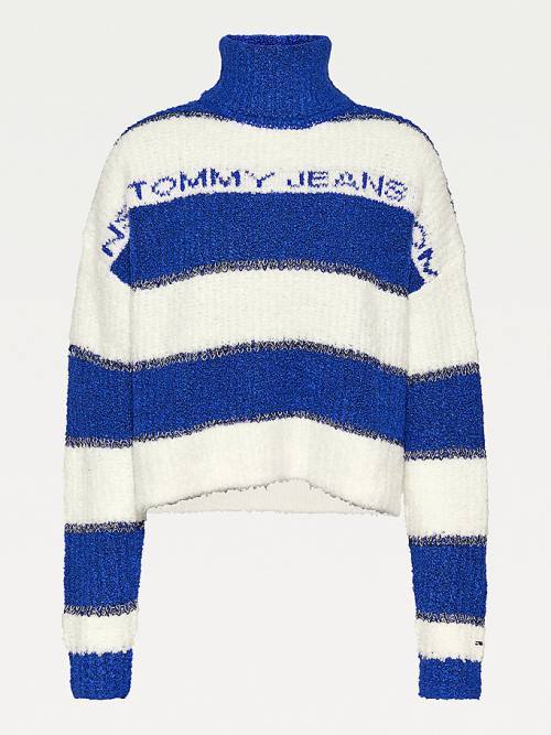 Tommy Hilfiger Stripe Turtleneck Jumper Truien Dames Paars | TH631EGD