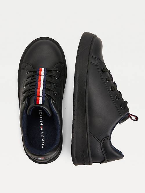 Tommy Hilfiger Stripe Webbing Low-Top Sneakers Jongens Zwart | TH175FJV