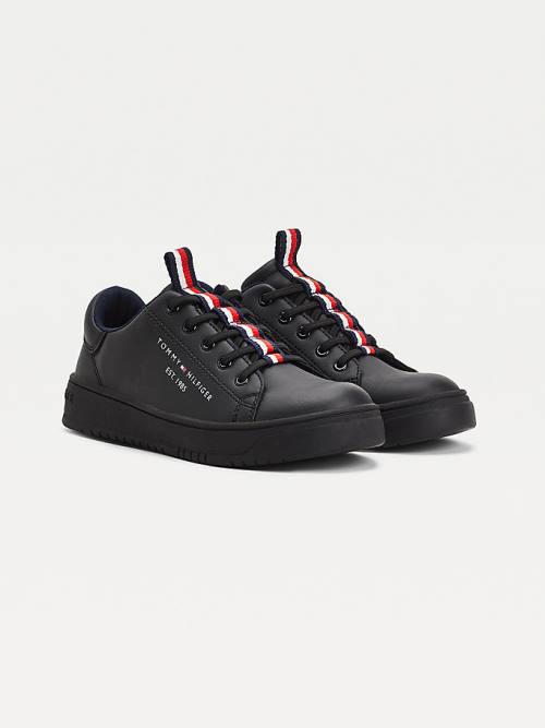 Tommy Hilfiger Stripe Webbing Low-Top Sneakers Jongens Zwart | TH175FJV