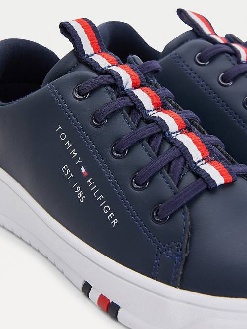 Tommy Hilfiger Stripe Webbing Low-Top Sneakers Jongens Blauw | TH390NDC