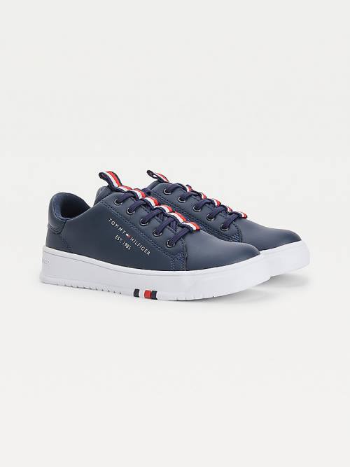 Tommy Hilfiger Stripe Webbing Low-Top Sneakers Jongens Blauw | TH390NDC