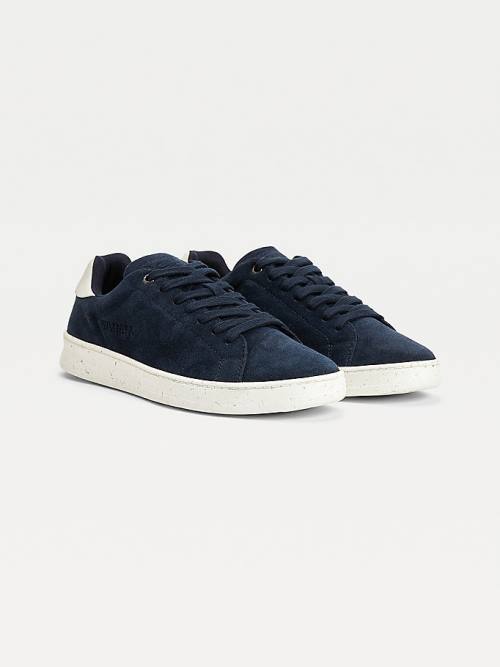 Tommy Hilfiger Suede Cupsole Sneakers Heren Blauw | TH718PBC