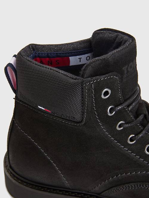 Tommy Hilfiger Suede Kanten Up Schoenplaatjes Laarzen Heren Zwart | TH752EZR