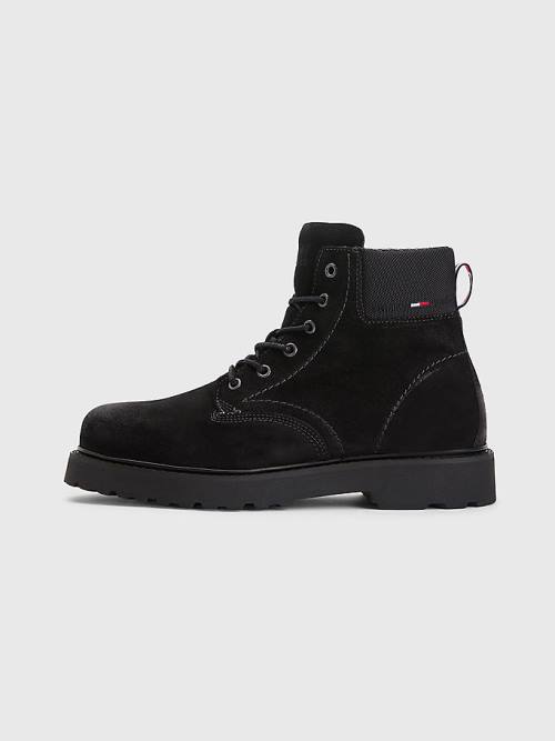 Tommy Hilfiger Suede Kanten Up Schoenplaatjes Laarzen Heren Zwart | TH752EZR