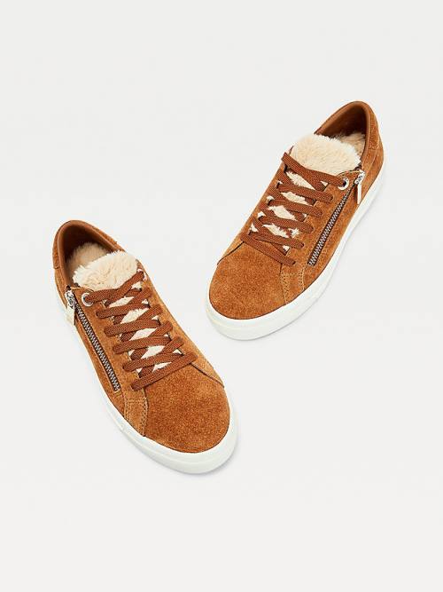 Tommy Hilfiger Suede Warm Gevoerde Vulcanised Sneakers Dames Bruin | TH761PWG