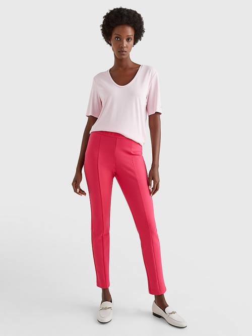 Tommy Hilfiger Sueded Scoop Neck Relaxed T-shirts Dames Roze | TH209RWX