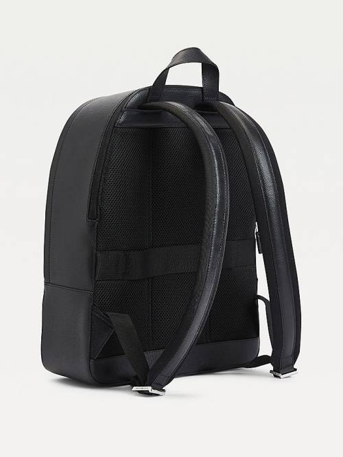 Tommy Hilfiger TH Business Leren Backpack Tassen Heren Zwart | TH132SMX